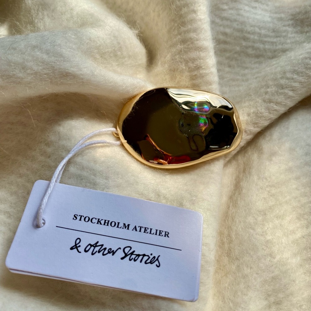 Gold hair clip with a beautiful, organic shape.